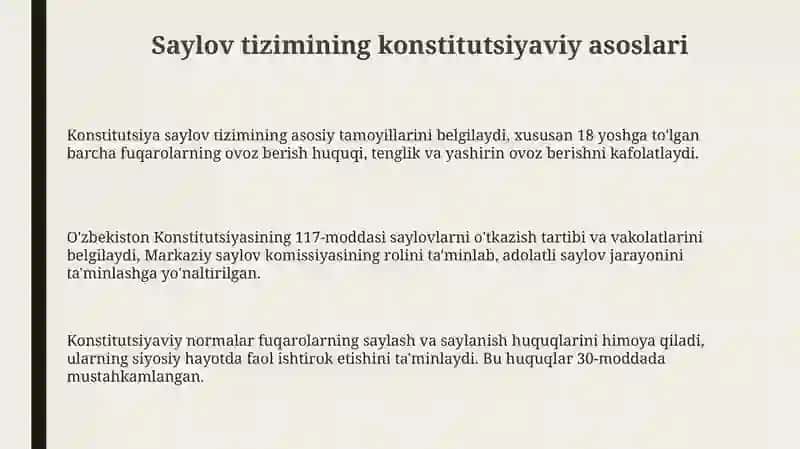 Saylov tizimining konstitutsiyaviy huquqiy asoslari 3