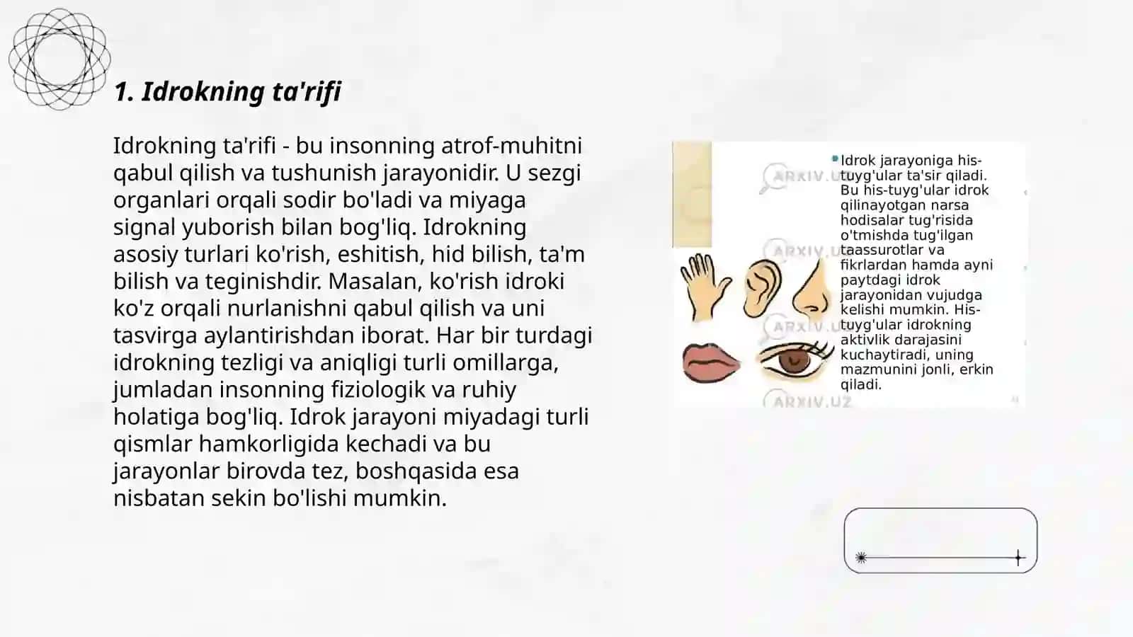 Idrok haqida tushuncha va uning xususiyatlari 3