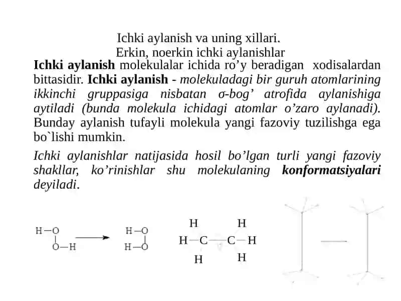 Ichki molekulyar aylanish va konformatsiyalar 3