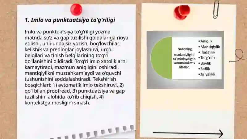 Yozma matining toʻgʻrilik aniqlik mantiqiylik sifati 3
