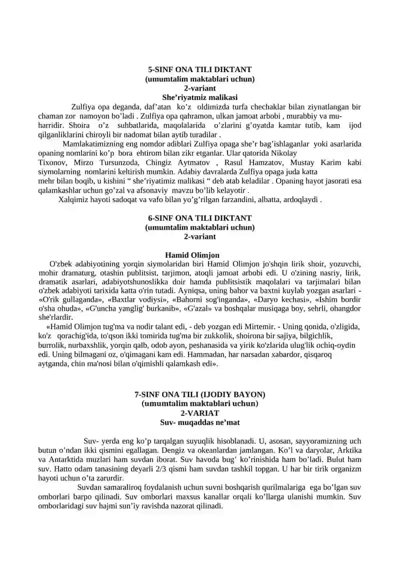 5-SINF ONA TILI DIKTANT 3