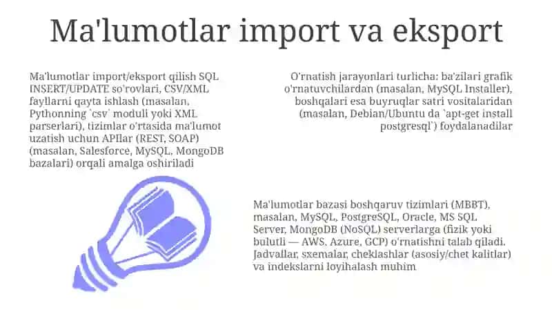 Ma'lumotlar bazasi va ularni boshqarish tizimlari dasturlari va ularni oʻrnatish 3
