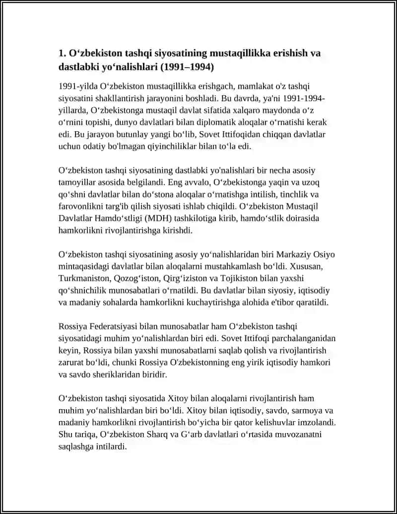 O‘ZBEKISTON TASHQI SIYOSATINING SHAKLLANISHI VA TARIXIY BOSQICHLARI 3