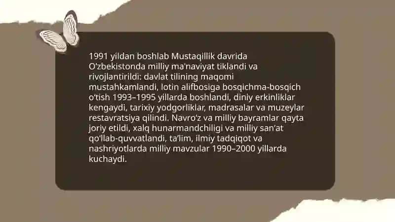 Mustaqillik yillarida O‘zbekistondagi ma’naviy va madaniy taraqqiyot 3