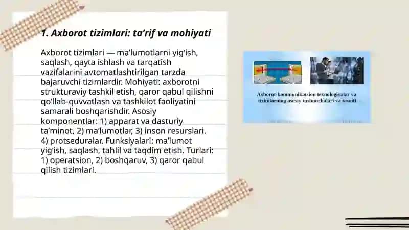 Axborot tizimlarning tushunchasi 3