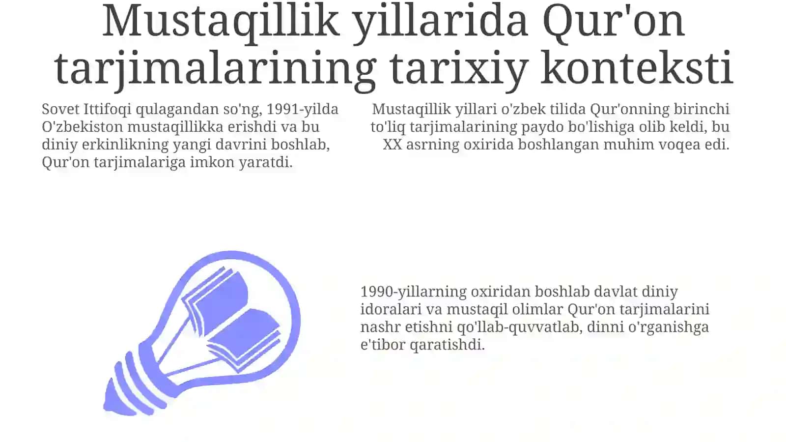 Mustaqillik Yillarida Qur'on Tarjimalari va Tafsirlarining Tarixiy Shakllanishi 3