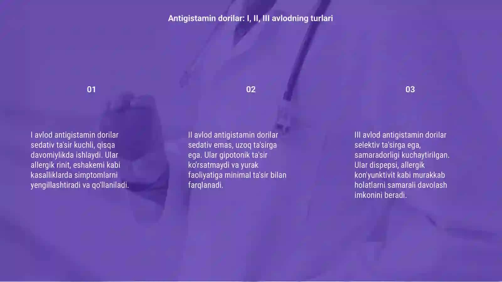 I, II, III- davrdagi antigistamin dori vositalar klinik farmakologiyasi 3