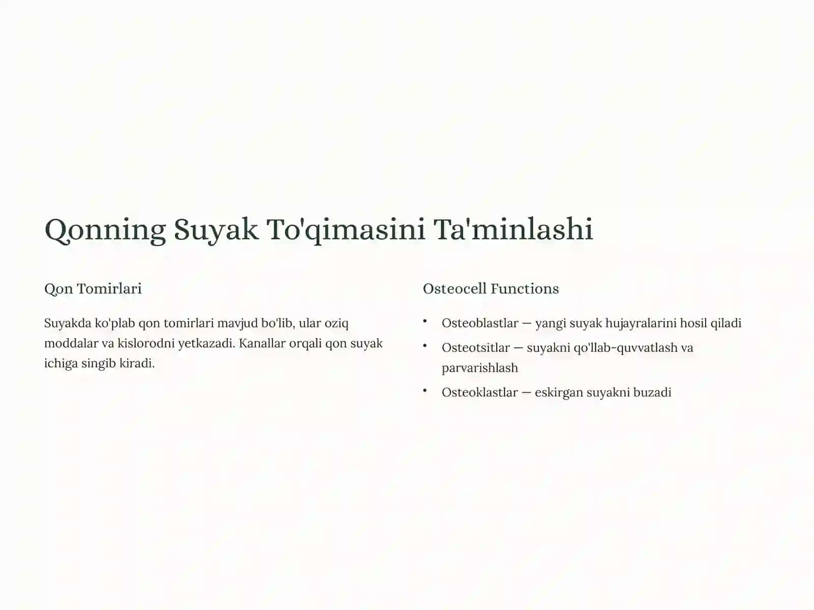 Qon va Suyak Tolali Biriktiruvchi To'qimalarning O'zaro Munosabati 3