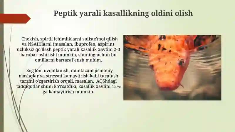 Peptik yarali kasallikning oldini olish 3