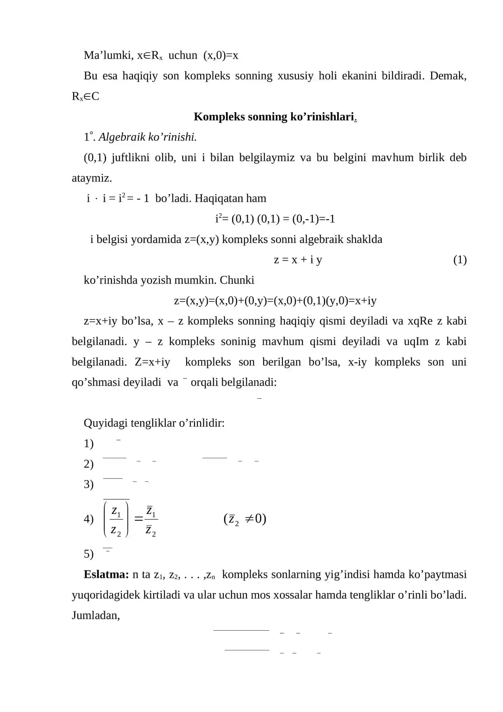 Kompleks sonlar 3