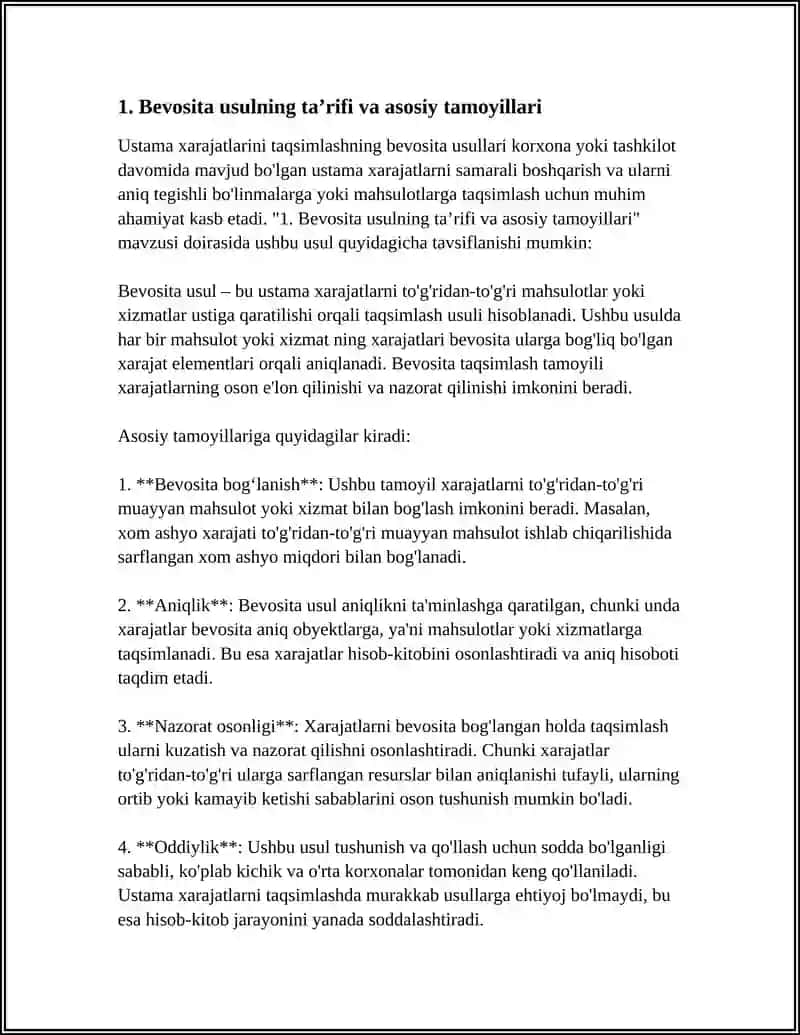 USTAMA XARAJATLARINI TAQSIMLASHNING BEVOSITA USULLARI 3