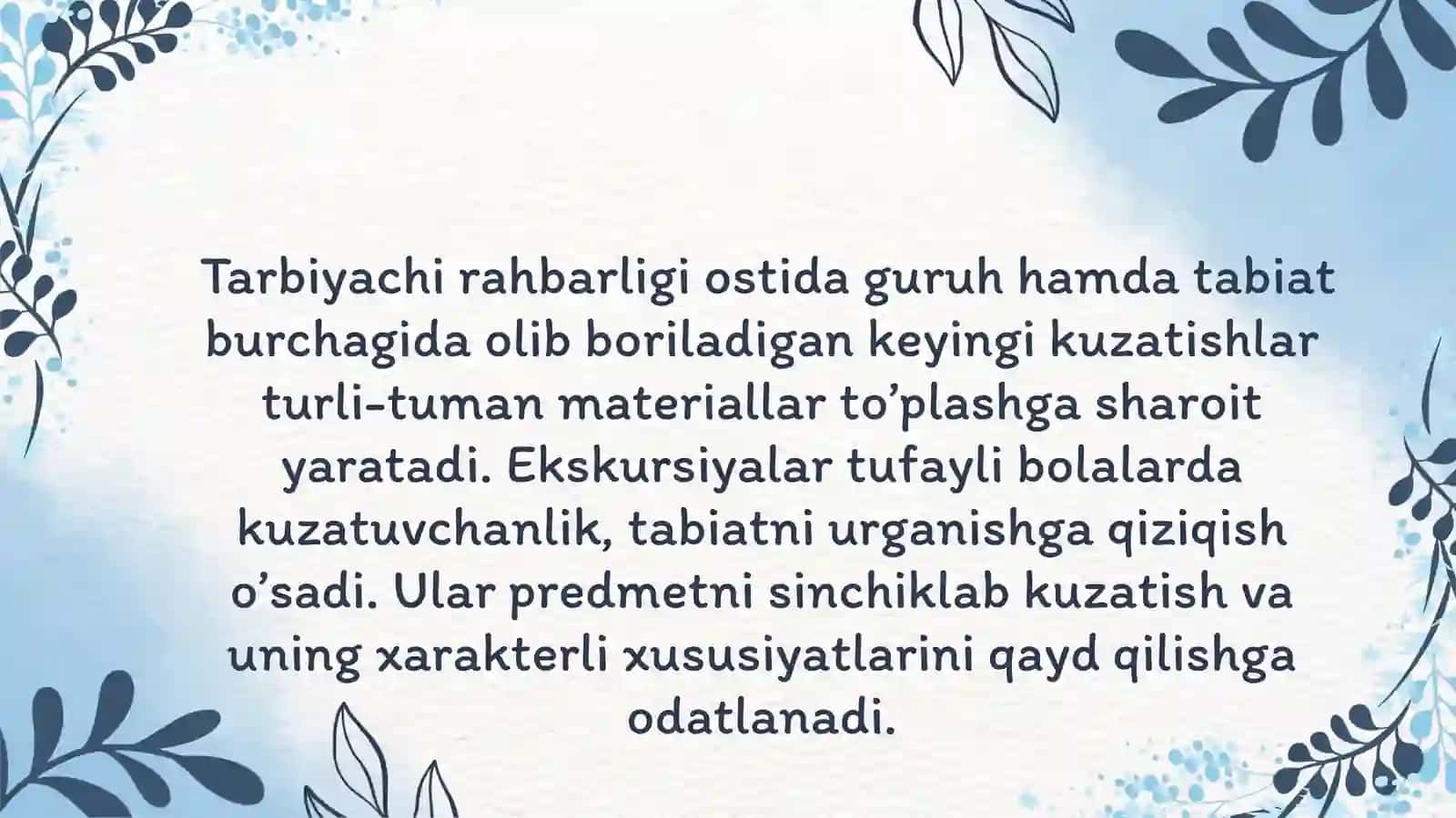 MTT yoshdagi bolalar uchun tabiatga ekskursiya tashkil qilish 3