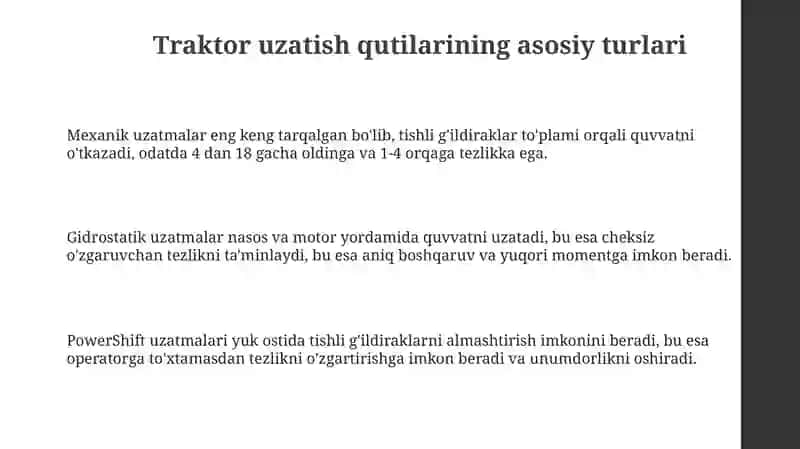 Traktorlarda uzatmalar qutisi 3