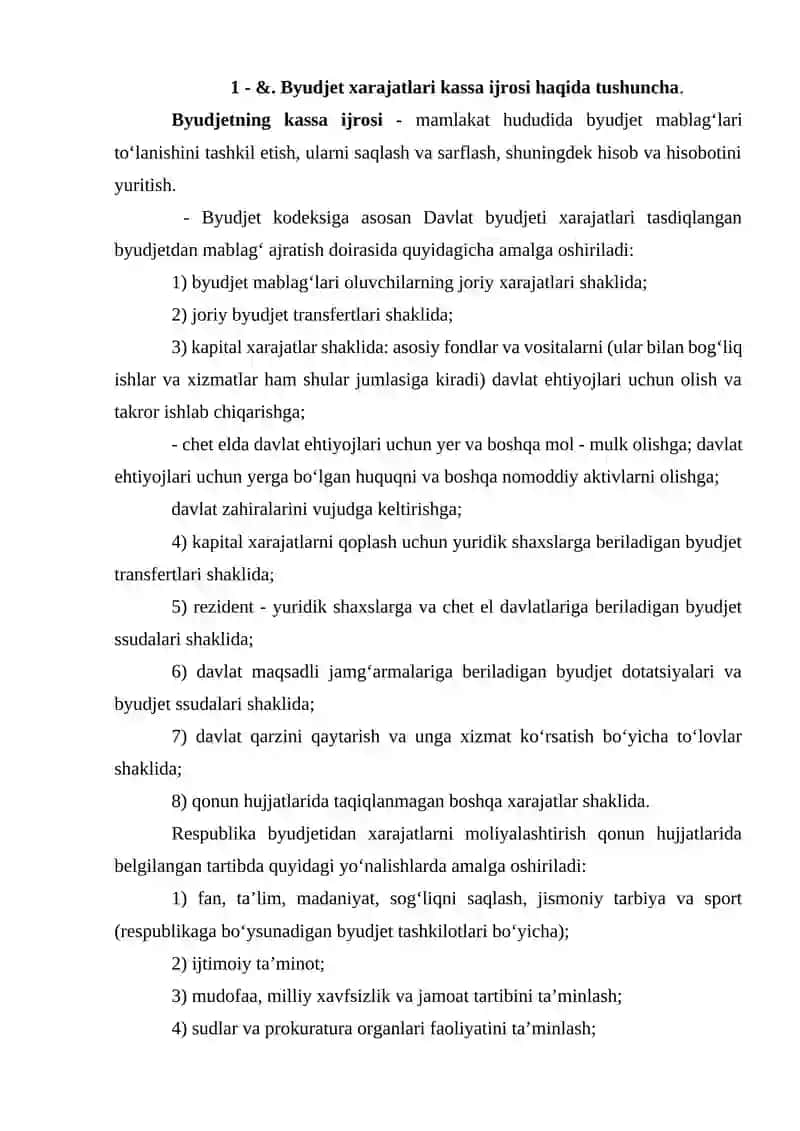 BYUDJET TASHKILOTLARIDA KASSA VA KASSA MUOMALALARI HISOBI 3