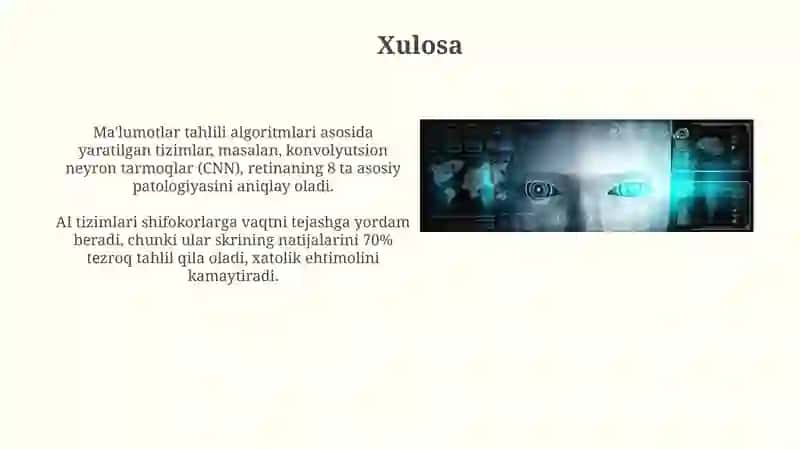 Suniy intelekt oftalmologiya-koʻrish kasalliklarini erta aniqlashda AI algoritmlarining qollanilishi 3