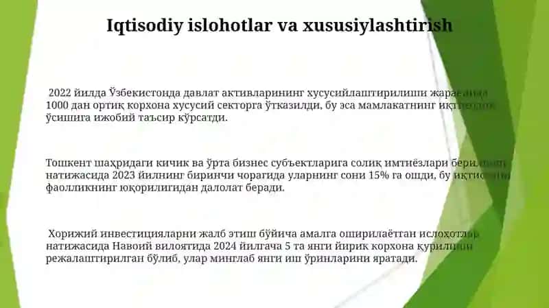 Mustaqil O'zbekistonda amalga oshayotgan islohotlar 3