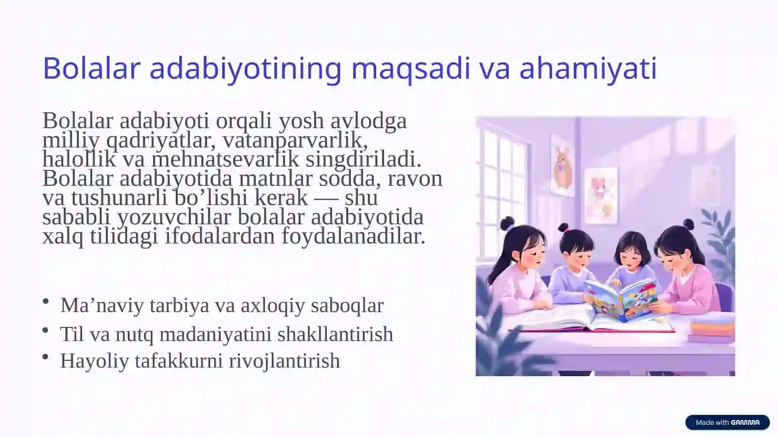 Bolalar adabiyoti va xalq og‘zaki ijodi va uning o‘ziga xos xususiyatlari. Qadimgi davr folklori 3
