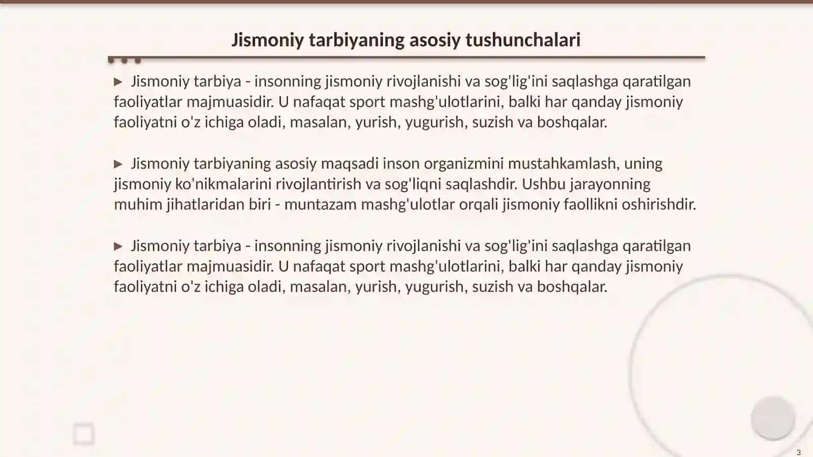 Jismoniy tarbiyaning qanday shakllari mavjud 3