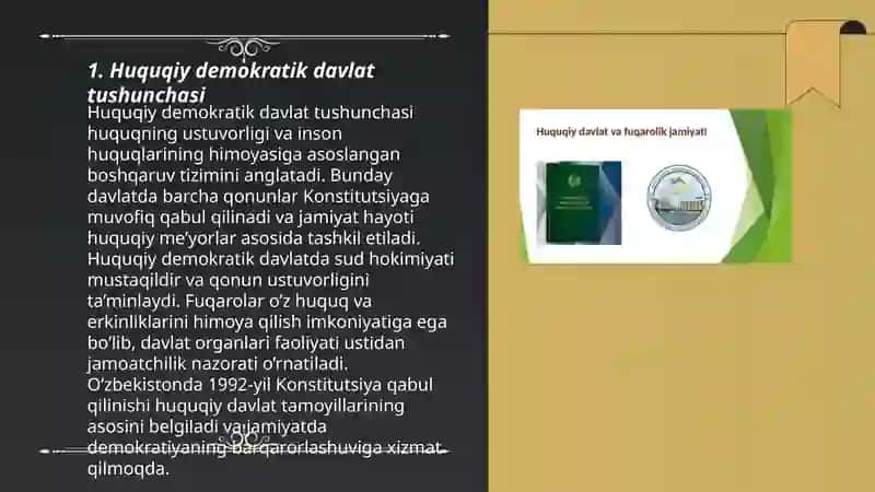 Huquqiy demokratik davlat va fuqarolik jamiyati asoslarining barpo etilishi 3