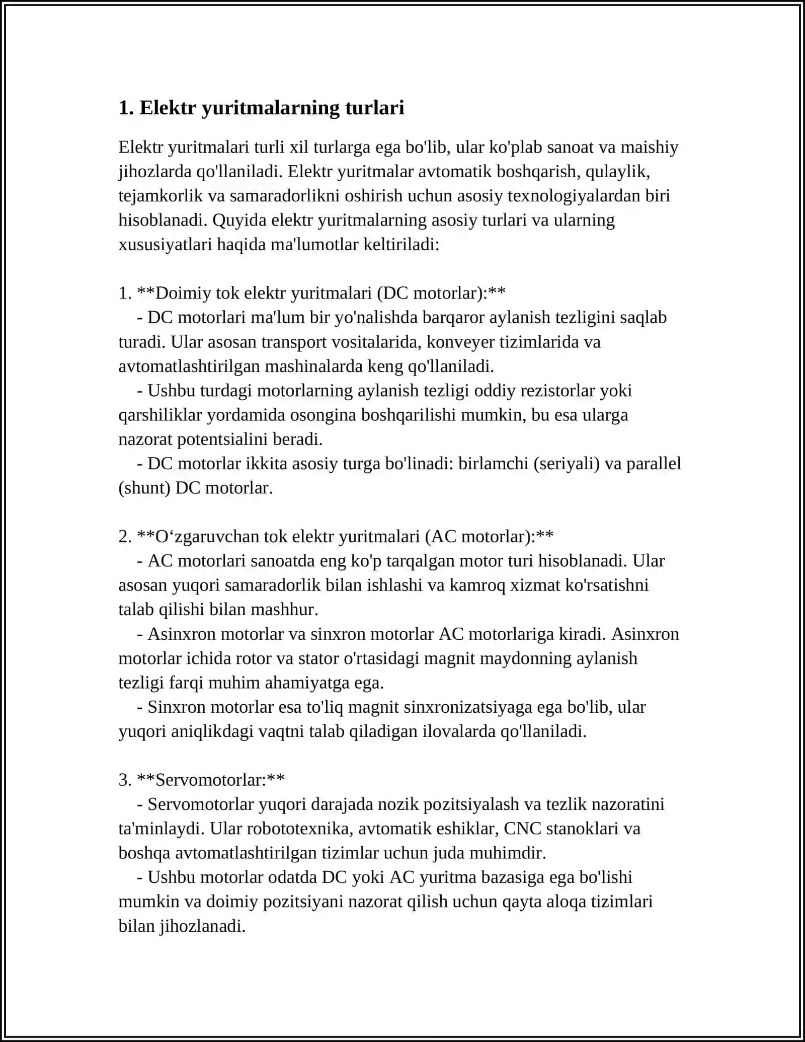 MEXATRONIK TIZIMLARDA QO'LLANILADIGAN ELEKTR YURITMALAR 3