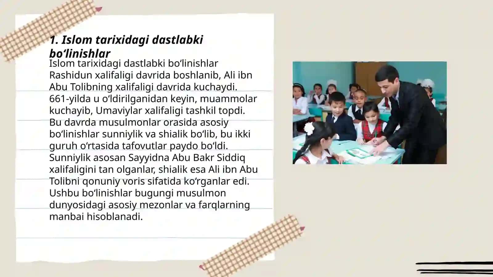 Islom oqimlari va yo'nalishlarining paydo bo'lishi sabablari, e'tiqodidagi bo'linishlarning sabablari va oqibatlari 3
