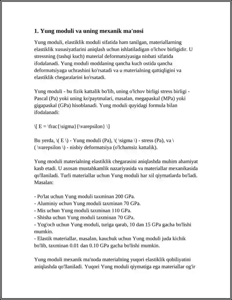 QATTIQ JISMLARNING VA BIOLOGIK TOʻQIMALARNING YUNG MODULINI EGILISH METODI BILAN ANIQLASH 3