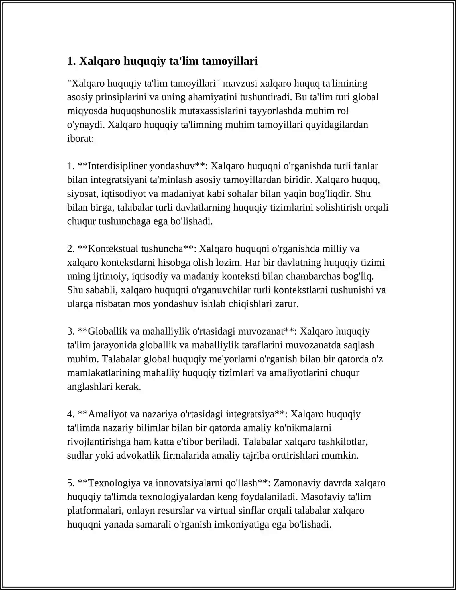 Xalqaro huquqiy ta'lim tamoyillari 3