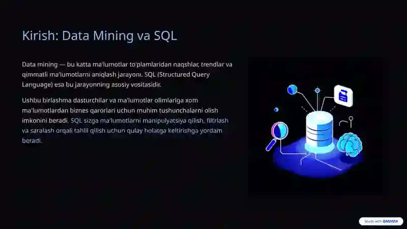 SQLda Data Mining: Maʼlumotlar Tahlili Sanʼati 3