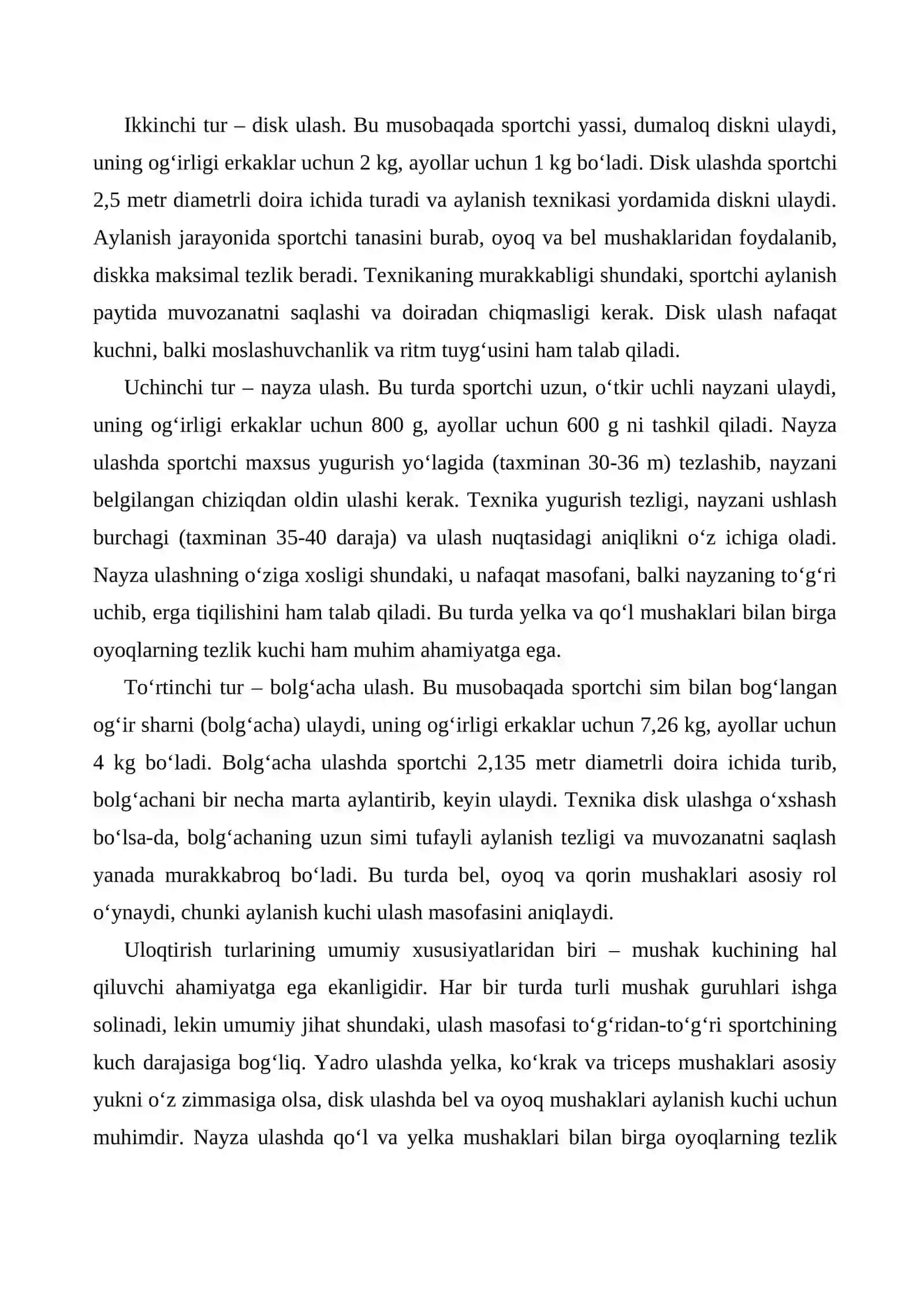 Uloqtirish turlaridan kuchni rivojlantiruvchi mashqlar to'plamini tuzish 3