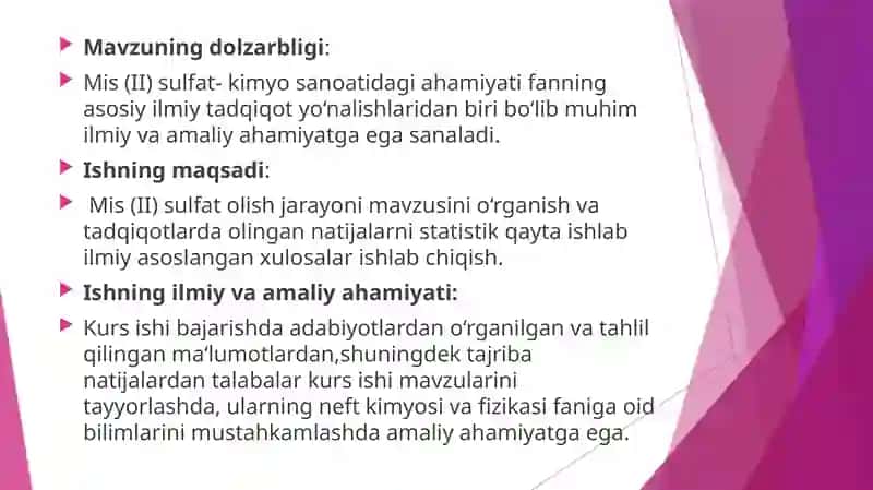 MIS (II) SULFAT TUZINING OLINISHI VA XOSSALARI 3