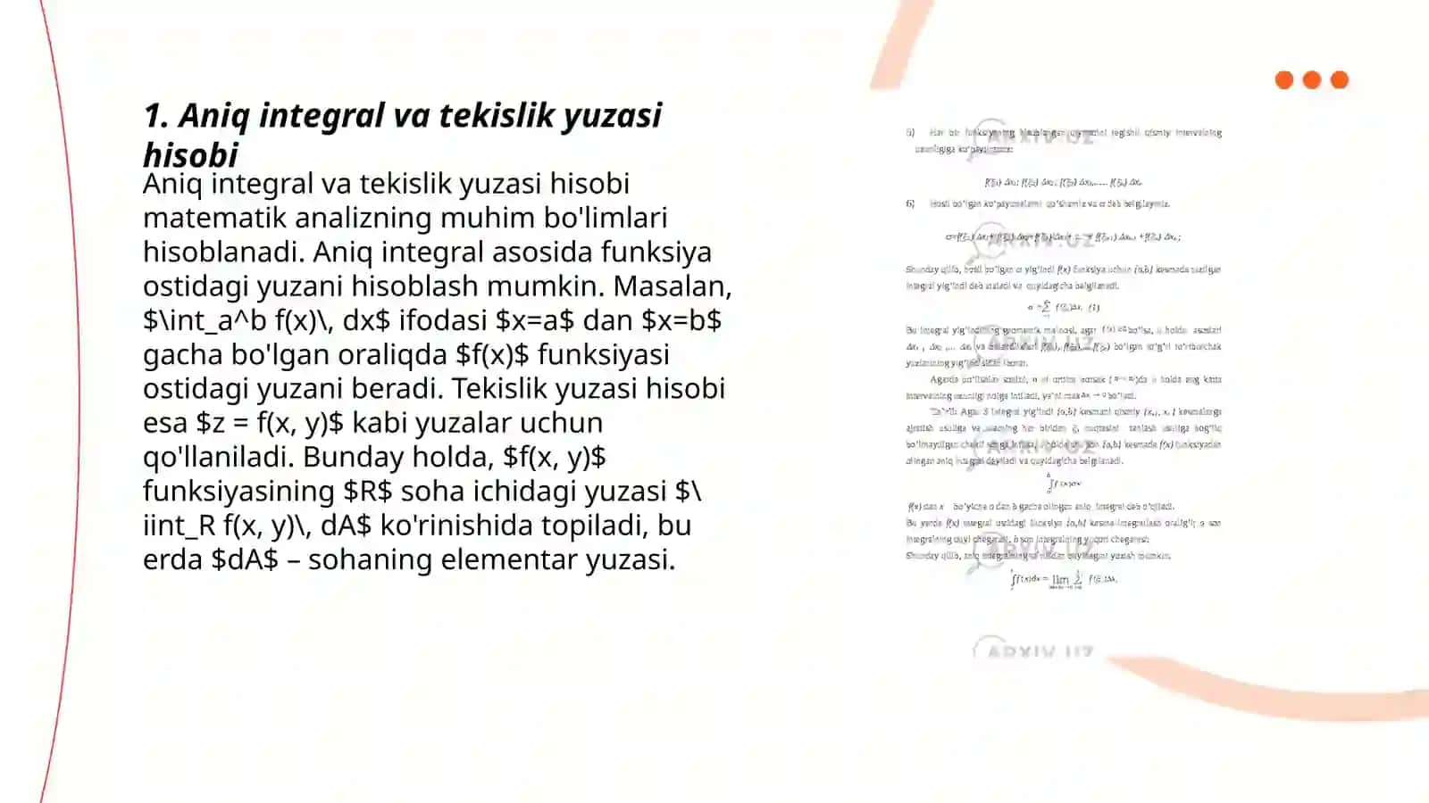 Aniq integralning geometrik tadbiqlari 3