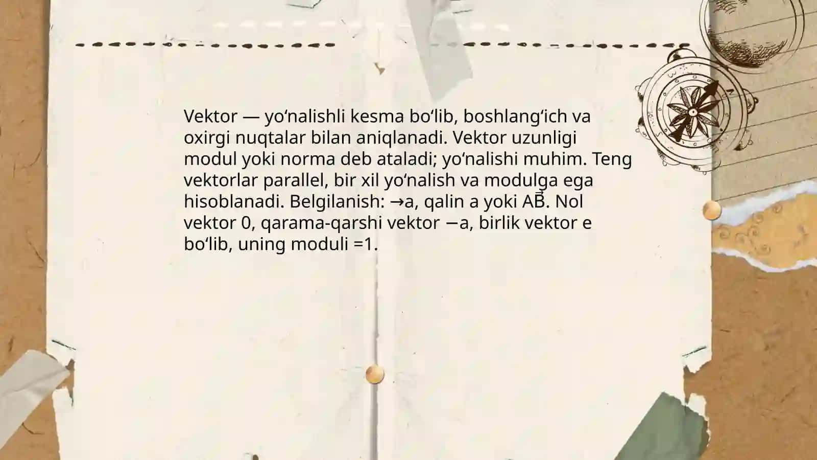 Vektorlar.Vektorlar koordinatalari.Koordinatalari bilan berilgan vektorlar ustida amallar 3