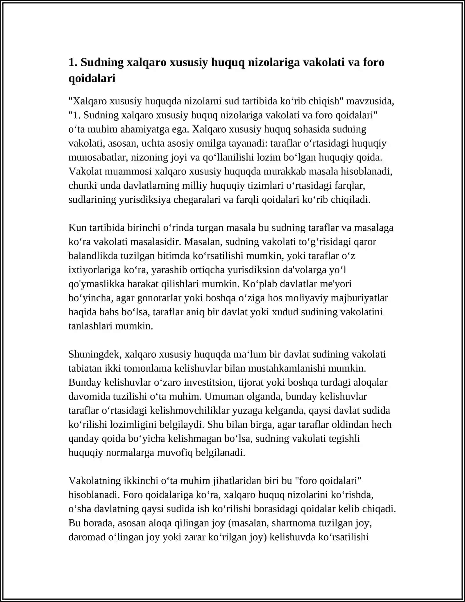 XALQARO XUSUSIY HUQUQDA NIZOLARNI SUD TARTIBIDA KOʻRIB CHIQISH 3
