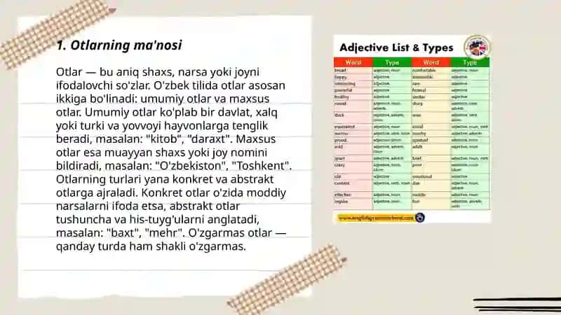 Arab tilida ot soʻz turkumi va uning turlari 3