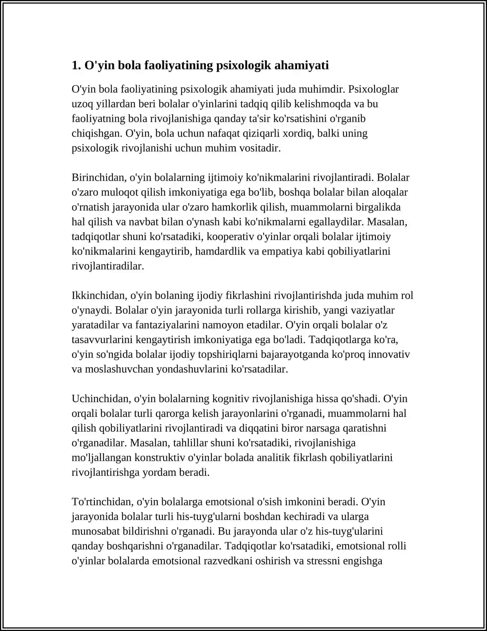 O'YIN BOLA FAOLIYATINING ASOSIY TURI 3