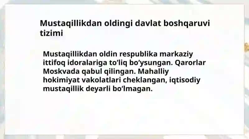 Mustaqillik yillarida davlat boshqaruv tizimida amalga oshirilgan islohotlar 3