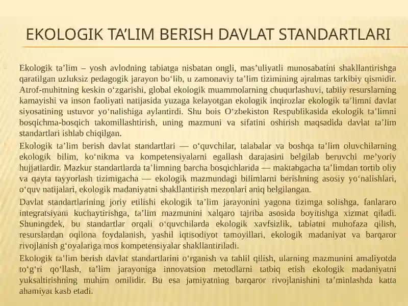 O’zbekiston respublikasi tabiatini asrashga doir qonunlarni o’rganish tahlil qilish 3