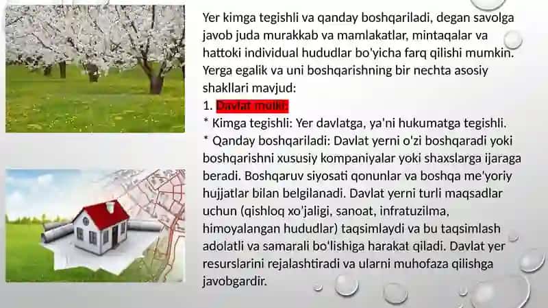 Bozor iqtisodiyoti sharoitida yer resurslarini boshqarishning o`ziga xos xususiyatlari 3