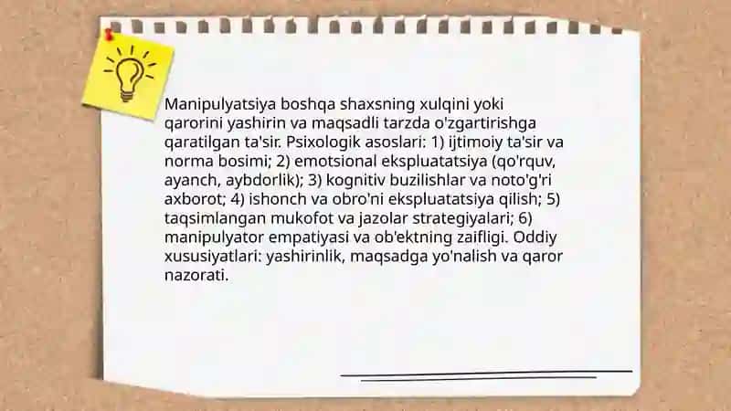Manipulyatsiyaning psixologik mexanizmlari va ularning amaliy misollari 3