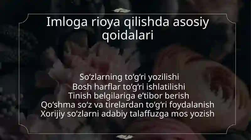 O‘zbek tilining imlo qoidalari va soha egalarining savodxonligi. Arizaning yozilish tartibi 3