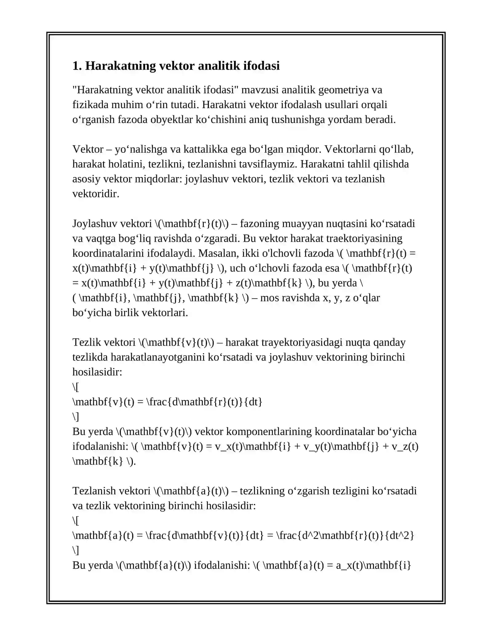 HARAKATNING ANALITIK IFODASI 3