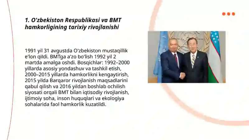 O'zbekiston Respublikasi va BMT hamkorligi 3