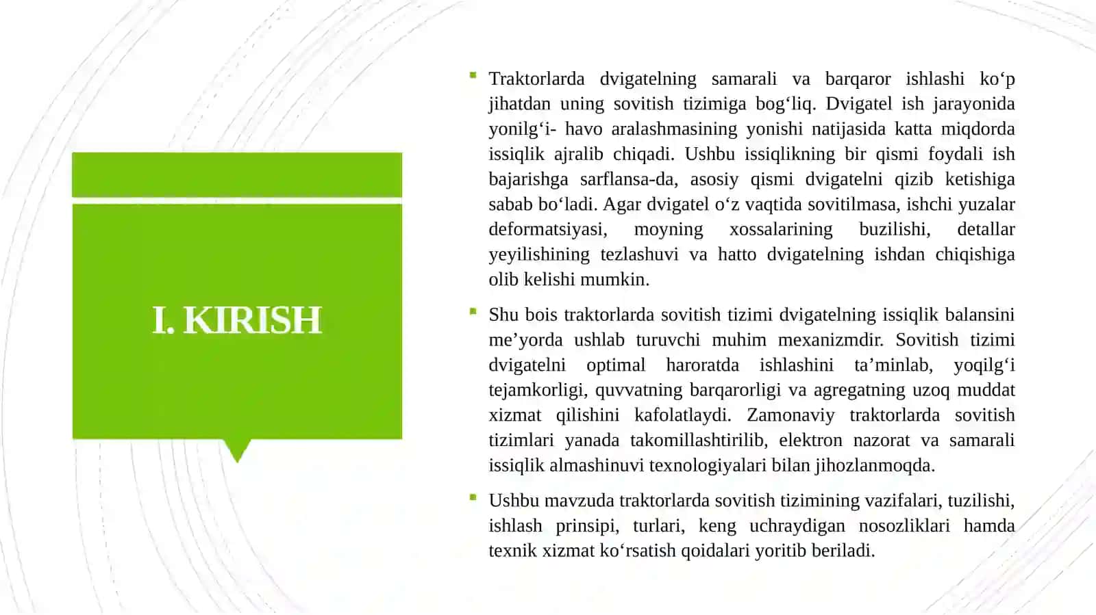 TRAKTORLARNI SOVITISH TIZIMI 3
