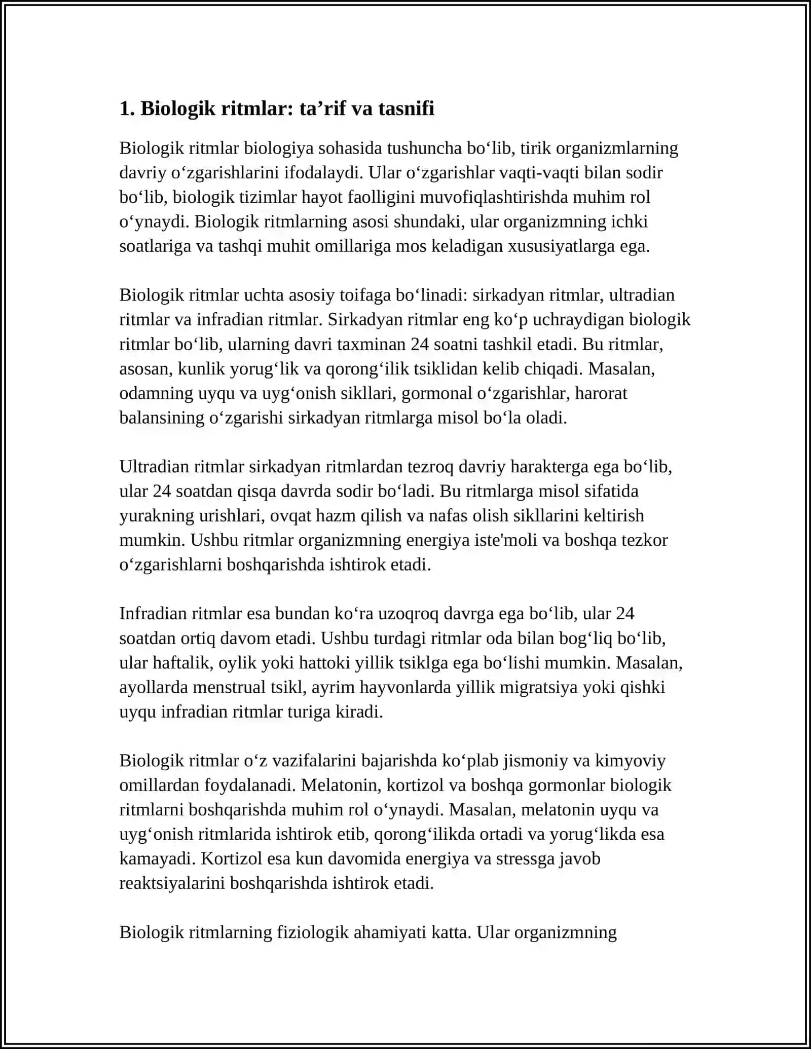 BIOLOGIK RITMLAR VA ULARNING FIZIOLOGIK AHAMIYATI 3