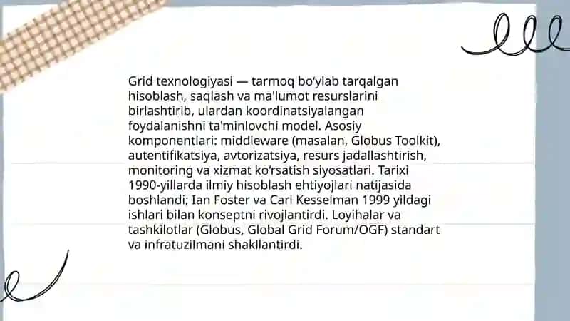 Grid – texnologiyasi va metahisoblash, unumdorlikni baholash (MIPS, FLOPS), LINPACK test 3