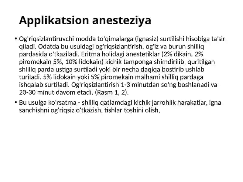 Terapevtik stomatologiya ishlatiladigan anesteziya turlari 3