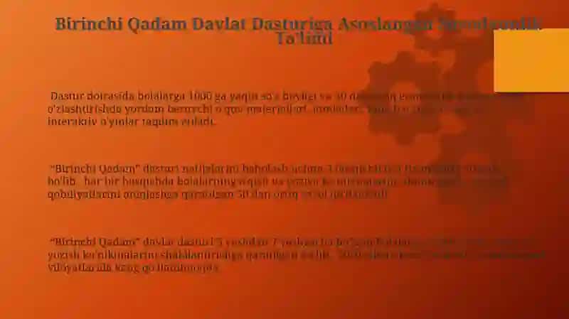 Birinchi Qadam Davlat Dasturi 3