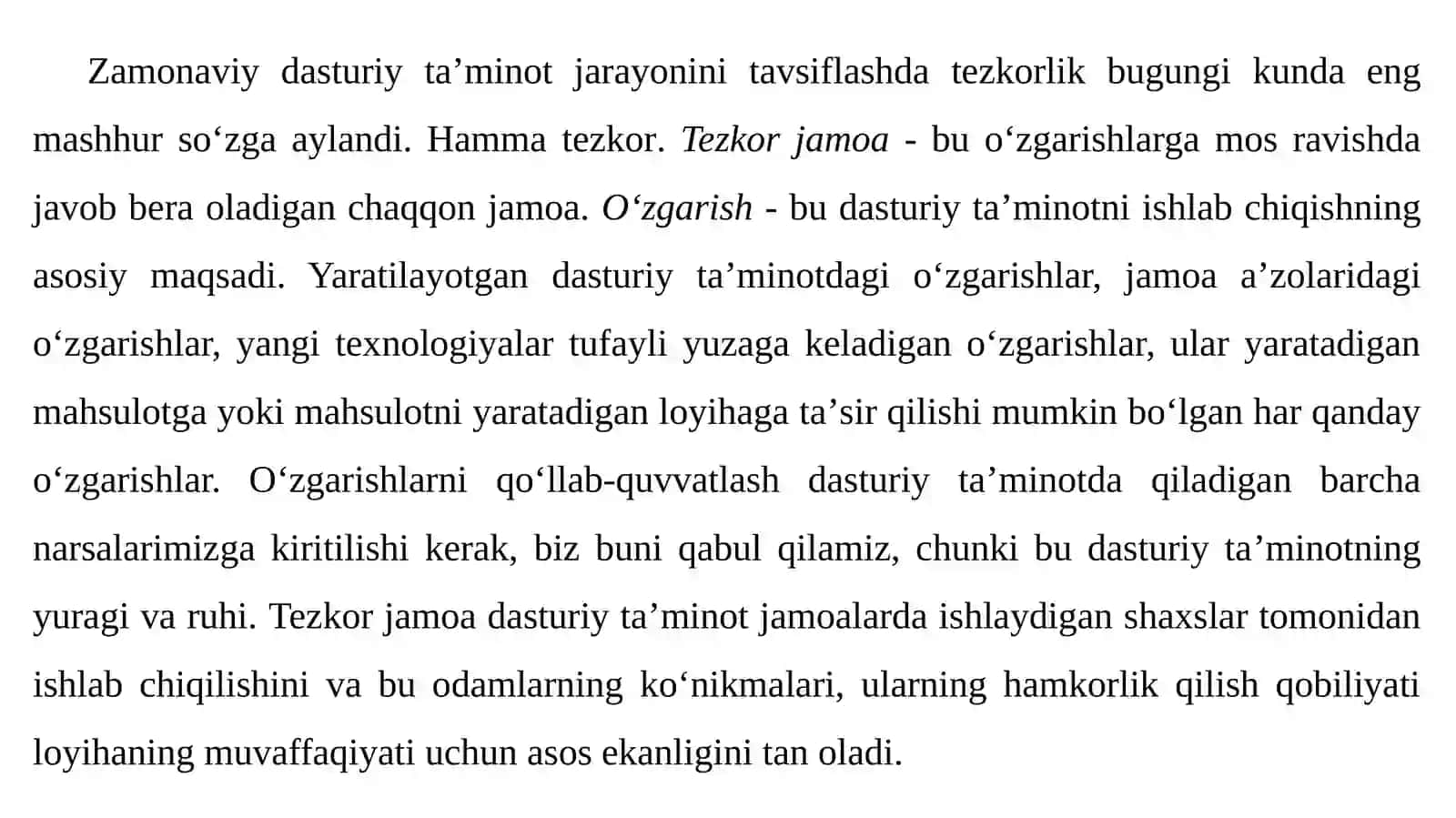 Zamonaviy dasturiy ta’minot jarayonini tavsiflashda tezlik 3