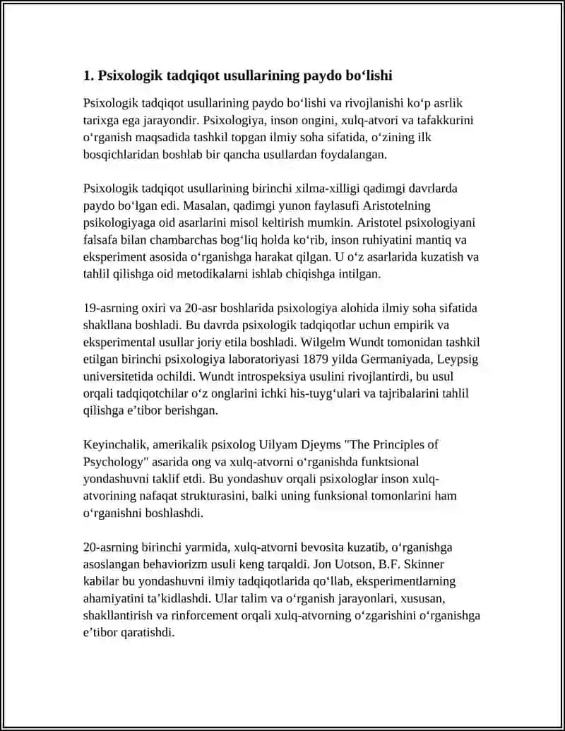 PSIXOLOGIK TADQIQOT USULLARINING TARIXI 3