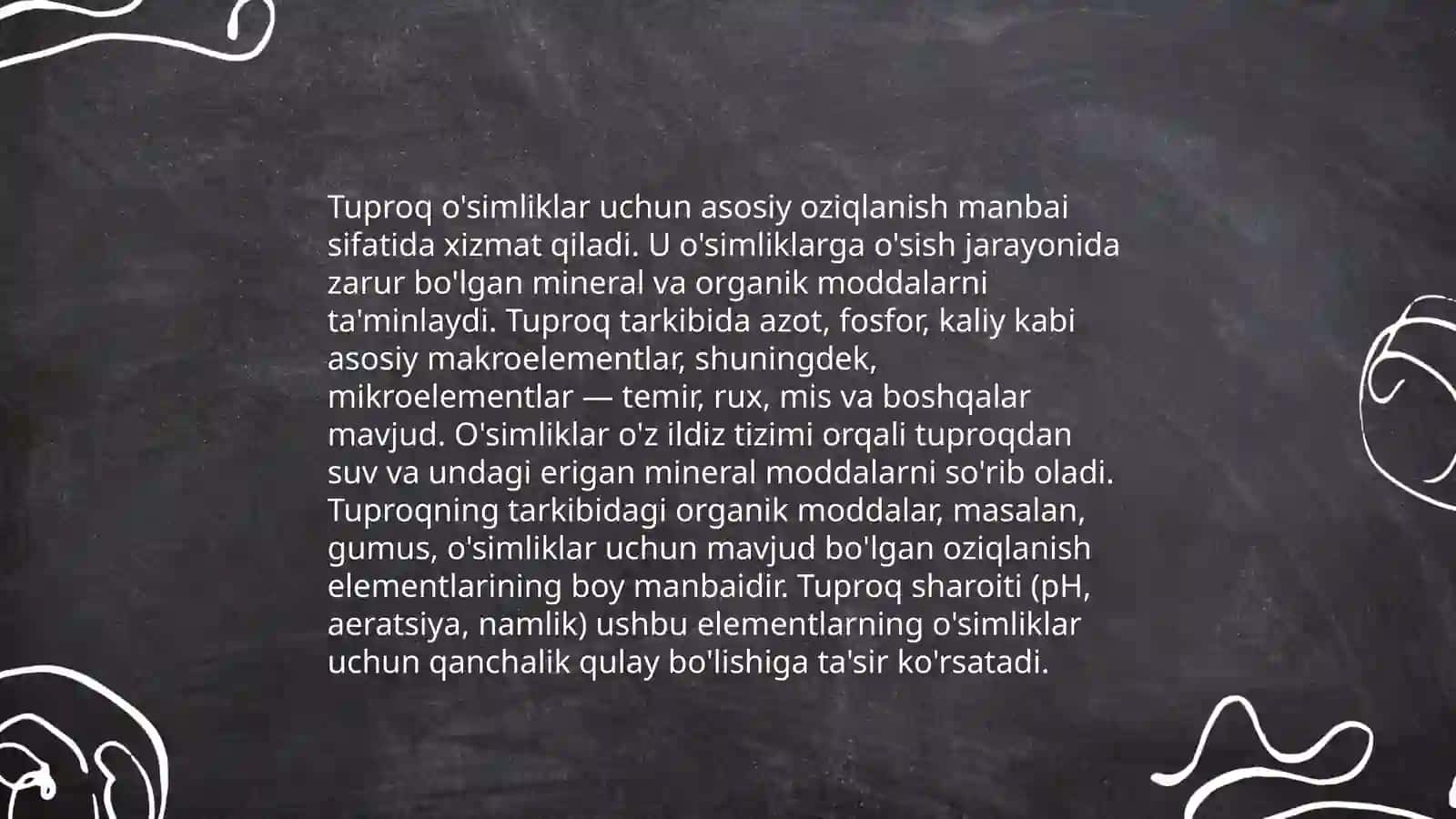 Tuproqning o'simliklar uchun oziqlanish manbai sifatidagi roli 3